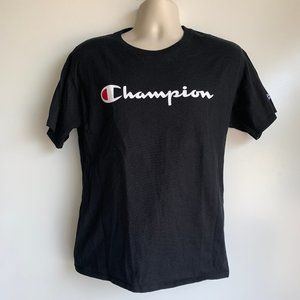 CHAMPION Black S/S Cotton T-Shirt Men's Medium